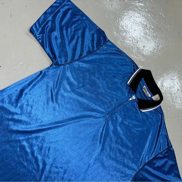 Men’s Vintage 80’s Cache Creek Athletic Brand Blue Jersey Zipper Polo Size: L - Picture 3 of 14